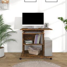 Berkfield Home Computer Desk Smoked Oak 80x50x75 cm Engineered Wood in Brown - Size: 80 x 50 x 75 cm - thumbnail 3