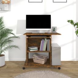 Berkfield Home Computer Desk Smoked Oak 80x50x75 cm Engineered Wood in Brown - Size: 80 x 50 x 75 cm