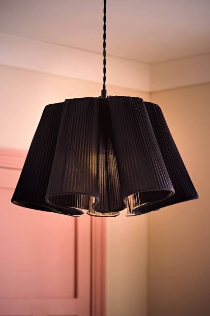 ValueLights Jemima Pleated Scalloped Easy Fit Lamp Shade with Bulb in Dark Navy - image 1