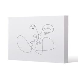 Benjamin Tate Design couple kiss in line art (Canvas Print) / 127 x 101 x 4cm in Natural - Size: 127 x 101 x 4 cm - thumbnail 1