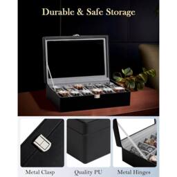 SPETLEK 12 Slot PU Leather Watch Box in Black - thumbnail 5