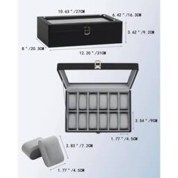 SPETLEK 12 Slot PU Leather Watch Box in Black - thumbnail 2