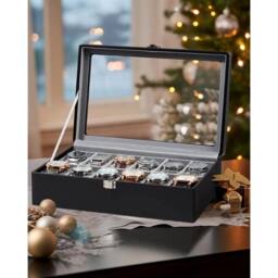 SPETLEK 12 Slot PU Leather Watch Box in Black - thumbnail 4