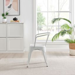 FurnitureboxUK Set of 2 Colton Industrial Steel Stackable Tolix Style Dining Chairs with Arms in White - thumbnail 4