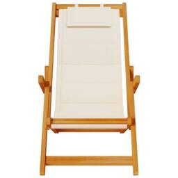 Berkfield Home Beautiful Folding Beach Chair with Armrests Cream Acacia Wood & T - thumbnail 5