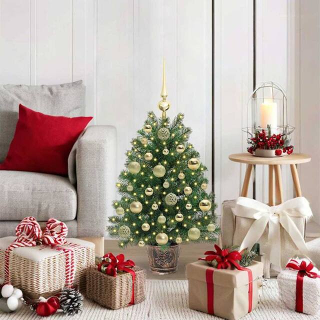 Berkfield Home Artificial Christmas Tree with 150 LEDs Green 75 cm PE & PVC - image 1