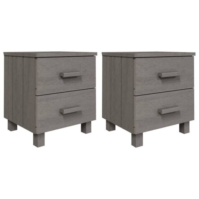 Berkfield Home Bedside Cabinets HAMAR 2 pcs Light Grey 40x35x44.5cm Solid Wood - Size: 40x35x44.5 cm - image 1