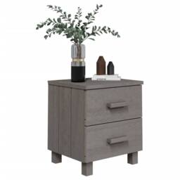 Berkfield Home Bedside Cabinets HAMAR 2 pcs Light Grey 40x35x44.5cm Solid Wood - Size: 40x35x44.5 cm - thumbnail 7