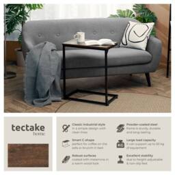 tectake Bedside Table Cardiff - Industrial Style, 55.5 X 35 X 67 Cm in Dark Brown - thumbnail 2