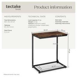tectake Bedside Table Cardiff - Industrial Style, 55.5 X 35 X 67 Cm in Dark Brown - thumbnail 6