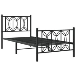 Berkfield Home Metal Bed Frame without Mattress with Footboard Black 75x190cm - Size: 75x190 cm - thumbnail 3
