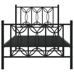 Berkfield Home Metal Bed Frame without Mattress with Footboard Black 75x190cm - Size: 75x190 cm - thumbnail 4