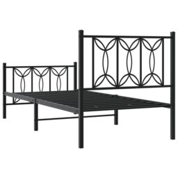 Berkfield Home Metal Bed Frame without Mattress with Footboard Black 75x190cm - Size: 75x190 cm - thumbnail 6