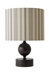 ValueLights Anthony Candlestick Table Lamp with Linen Stripe Lamp Shade & Bulb in Nude - thumbnail 6