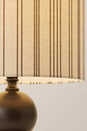 ValueLights Anthony Candlestick Table Lamp with Linen Stripe Lamp Shade & Bulb in Nude - thumbnail 4