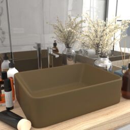 Berkfield Home Luxury Wash Basin Matt Cream 41x30x12 cm Ceramic - Size: 41 x 30 x 12 cm