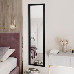 Costway Full Length Mirror Full Body Over the Door Dressing Mirror Door & Wall Hanging in Black - thumbnail 3