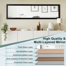 Costway Full Length Mirror Full Body Over the Door Dressing Mirror Door & Wall Hanging in Black - thumbnail 4
