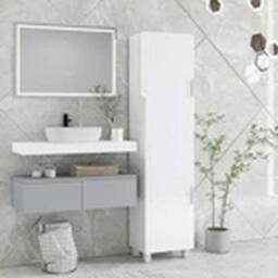 EONLION Tall Storage Cabinet with Double Doors & Adjustable Shelves in White - thumbnail 4