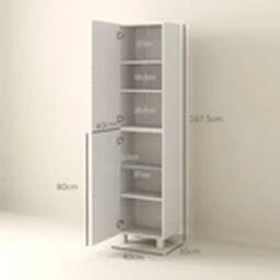EONLION Tall Storage Cabinet with Double Doors & Adjustable Shelves in White - thumbnail 2
