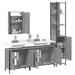 Berkfield Home 4 Piece Bathroom Furniture Set Grey Sonoma Engineered Wood - thumbnail 4