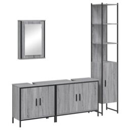 Berkfield Home 4 Piece Bathroom Furniture Set Grey Sonoma Engineered Wood - thumbnail 2