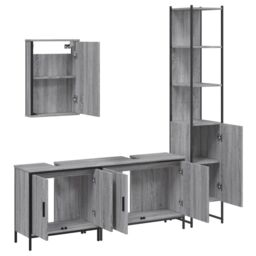 Berkfield Home 4 Piece Bathroom Furniture Set Grey Sonoma Engineered Wood - thumbnail 5