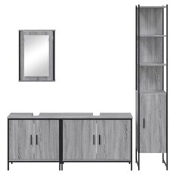 Berkfield Home 4 Piece Bathroom Furniture Set Grey Sonoma Engineered Wood - thumbnail 6
