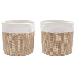 Berkfield Home Storage Baskets 2 pcs Brown & White √ò28x28 cm Cotton - Size: 28x28 cm - thumbnail 4