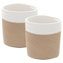 Berkfield Home Storage Baskets 2 pcs Brown & White √ò28x28 cm Cotton - Size: 28x28 cm - thumbnail 2