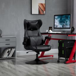 VINSETTO Video Game Chair Computer Chair with Flip up Armrests Headrest in Black