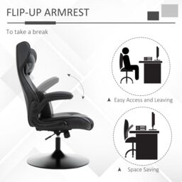 VINSETTO Video Game Chair Computer Chair with Flip up Armrests Headrest in Black - thumbnail 4
