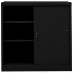 Berkfield Home Office Cabinet with Sliding Door Black 90x40x90 cm Steel - Size: 90 x 40 x 90 cm - thumbnail 3