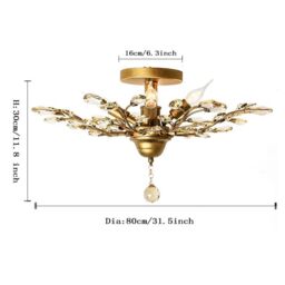 Garwarm 5 - Light 80cm Dimmable Crystal Semi Flush Mount in Gold - thumbnail 6