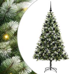 Berkfield Home Artificial Hinged Christmas Tree with Flocked Snow 180 cm in Green - thumbnail 2