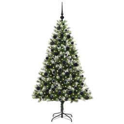 Berkfield Home Artificial Hinged Christmas Tree with Flocked Snow 180 cm in Green - thumbnail 3
