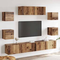 Berkfield Home Classic 7 Piece TV Cabinet Set Wall-mounted Old Wood Engineered Wood in Brown - thumbnail 2