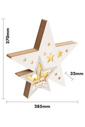 Netagon Battery Powered Light Up Wooden Christmas Star in Off-White - thumbnail 2
