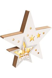 Netagon Battery Powered Light Up Wooden Christmas Star in Off-White - thumbnail 5