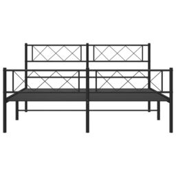 Berkfield Home Metal Bed Frame with Headboard & Footboard Black 140x190 cm - thumbnail 4