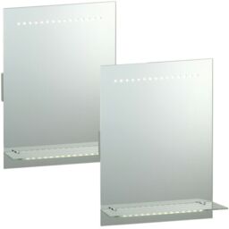Loops 2 PACK IP44 LED Bathroom Mirror 50cm x 39cm Vanity Light Shelf & Shaver Socket - Size: 50 cm x 39 cm - thumbnail 1