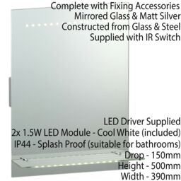 Loops 2 PACK IP44 LED Bathroom Mirror 50cm x 39cm Vanity Light Shelf & Shaver Socket - Size: 50 cm x 39 cm - thumbnail 3