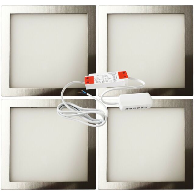 Loops 4x BRUSHED NICKEL Ultra-Slim Square Under Cabinet Kitchen Light & Driver Kit - Natural White LED in Metallics - image 1
