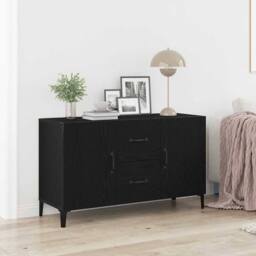 Berkfield Home Modern Black Oak Sideboard - 100 x 36 x 60 cm - Made of Engineere - thumbnail 2