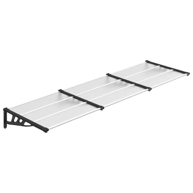 Berkfield Home Door Canopy Black & Transparent 297.5x90 cm Polycarbonate in Clear - image 1