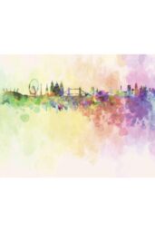 Origin Murals Watercolour London Skyline Wall Mural - Size: W350 cm x H280 cm - thumbnail 2
