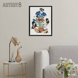 "Artery8 Red Avadavat Swallowtail & Shells Bolton Black Framed Canvas Art - Size: W12"" x H16""" - thumbnail 3