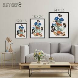 "Artery8 Red Avadavat Swallowtail & Shells Bolton Black Framed Canvas Art - Size: W12"" x H16""" - thumbnail 4
