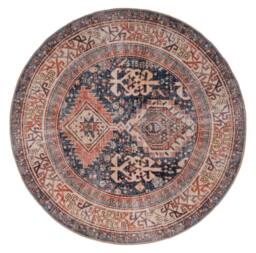 Kukoon Terracotta Blue Distressed Persian Style Non Slip Washable Low Pile Rug - Size: 60 cm x 240 cm - thumbnail 6