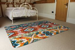 Benjamin Tate Design Colorful Pattern In Tribal Style Rug in Natural - Size: Large - thumbnail 3